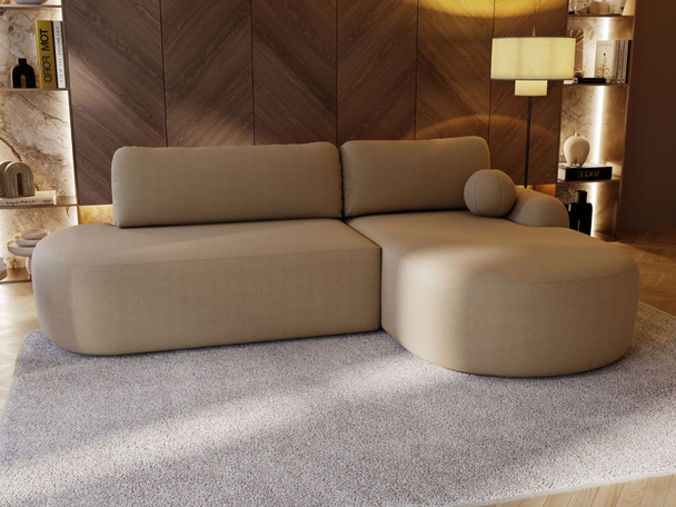 Canapé d'Angle Droit Convertible avec Coffre Aurio O Marron clair