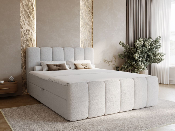 Lit Boxspring avec Coffre de Rangement 200x200 Cloud Gris