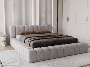 Lit Coffre rembourré avec sommier relevable 180x200 Italia Gris