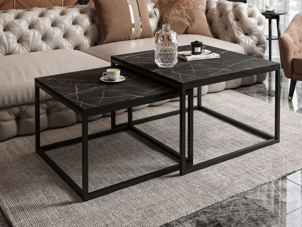 Tables Basses Gigognes Asumi Noir 36x42