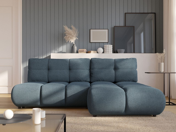 Canapé d'Angle Droite Convertible avec Coffre Milet Bleu foncé