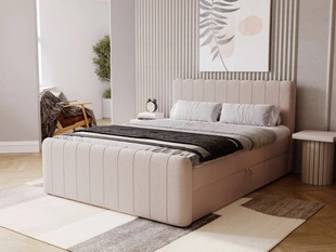 Lit Boxspring avec Coffre de Rangement 120x200 Osteno Beige