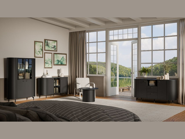 ensemble de meubles de chambre Soria Noir mat