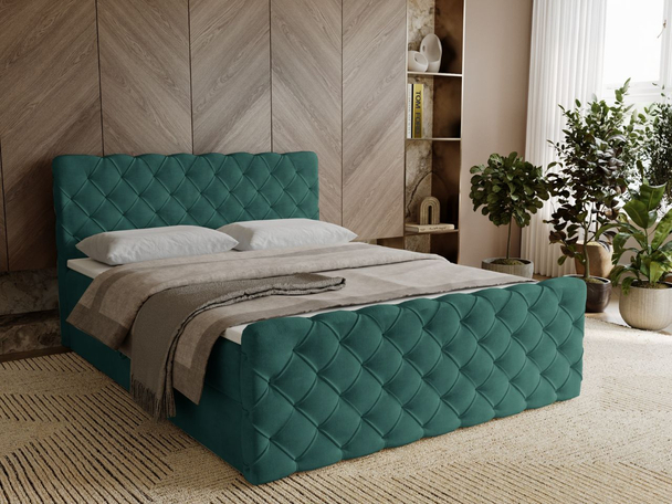 Lit Boxspring avec Coffre de Rangement 120x200 Lunaris Vert