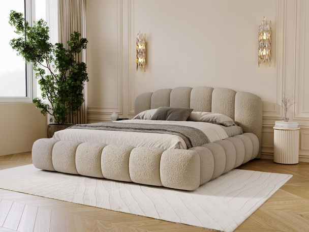 Lit rembourré avec coffre de rangement et sommier 120x200 cm modèle Cloud Soft Beige