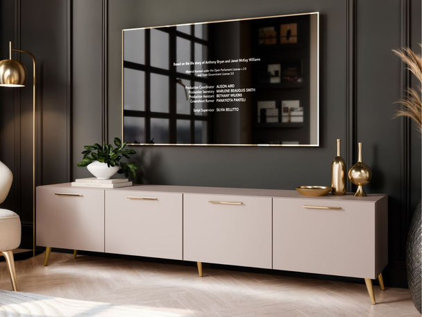 Meuble TV Rangement avec éclairage LED Noaé Cachemire