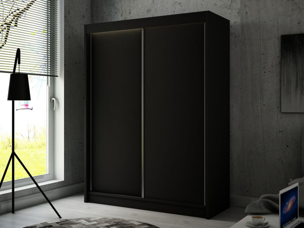 Armoire Portes Coulissantes avec éclairage LED Diano Noir