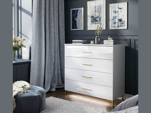 Commode de Rangement avec éclairage LED Nuveo Blanc