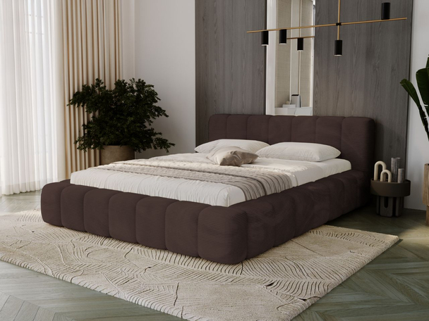 Lit Coffre rembourré avec sommier relevable 120x200 Ibiza Marron
