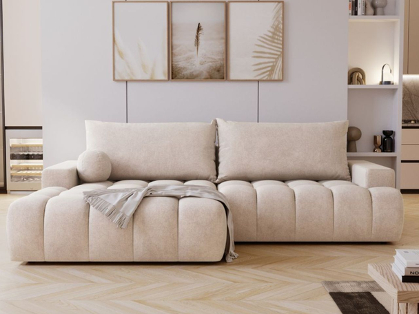 Canapé d'Angle Gauche Convertible avec Coffre Havi Beige clair