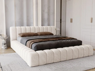 Lit Coffre rembourré avec sommier relevable 160x200 Italia Créme