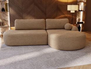Canapé d'Angle Droit Convertible avec Coffre Aurio O Marron clair