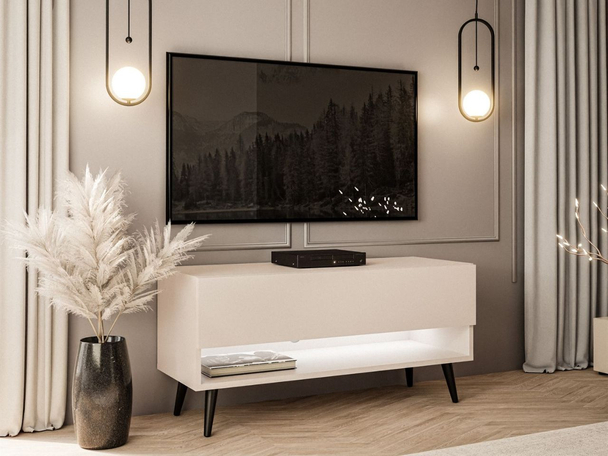 Meuble TV de 90 cm avec éclairage LED Aurelie Cachemire mat