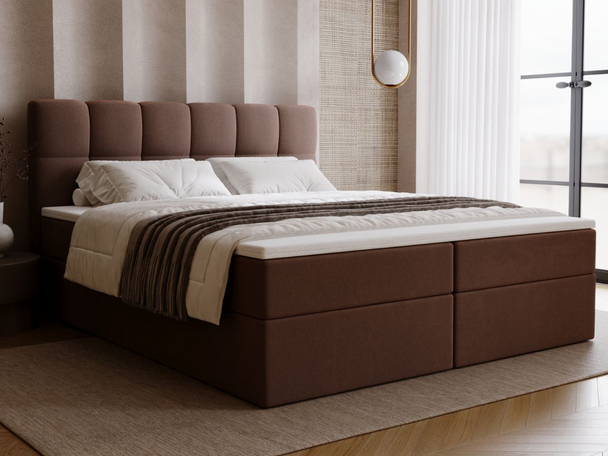 Lit Boxspring avec Coffre de Rangement 200x200 Maison Marron