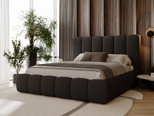 Lit Coffre rembourré avec sommier relevable 140x200 Imperial Noir