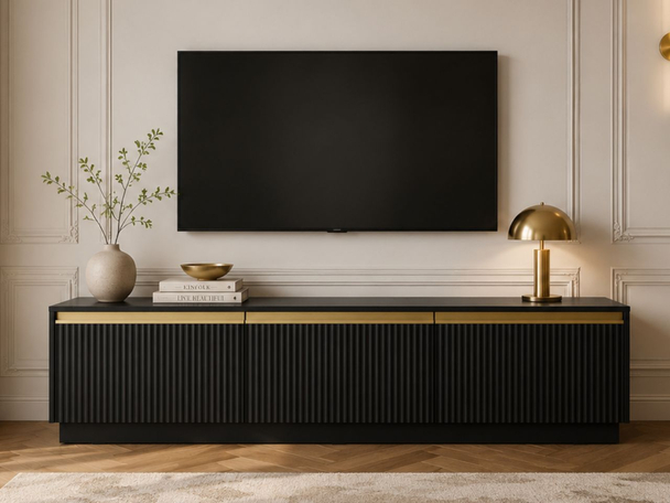 Meuble TV Rangement Roland noir