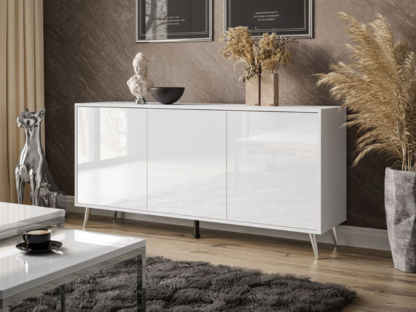 Commode à trois portes 154 cm Vivance Brillant blanc