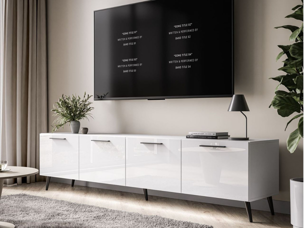 Meuble TV Rangement avec éclairage LED Noaé Blanc