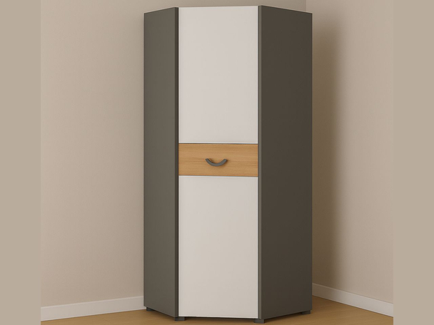Armoire Portes Battantes Casa Chêne de Nash, blanc, gris