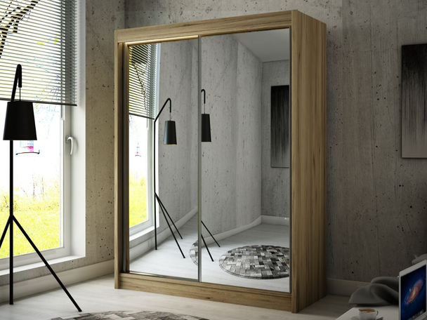 Armoire avec miroir et éclairage LED Luzio Chêne Craft Doré