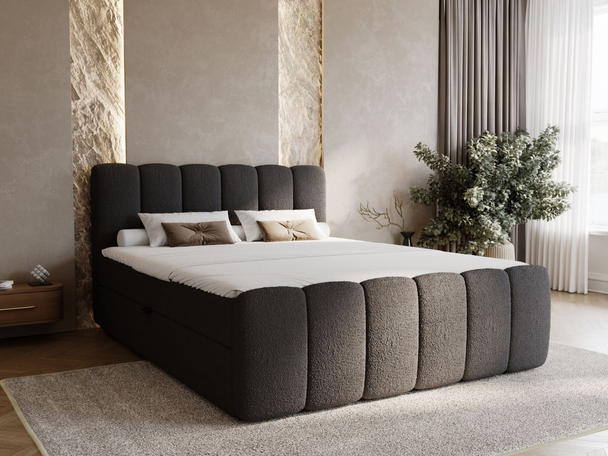 Lit Boxspring avec Coffre de Rangement 200x200 Cloud Noir