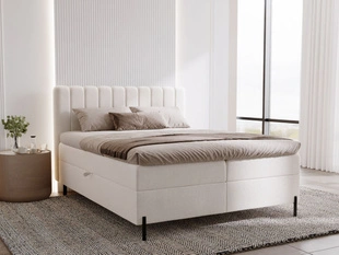 Lit Boxspring avec Coffre de Rangement 160x200 Primavera Créme