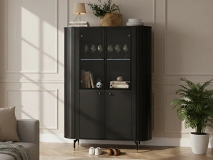 Moderne Vitrine avec LED Soria Noir mat