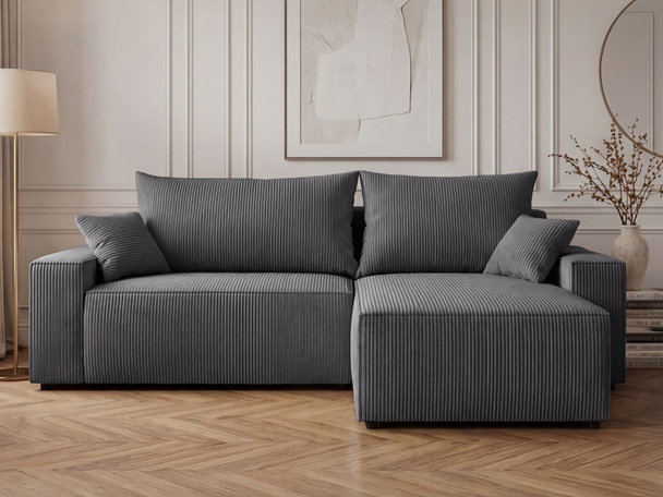 Canapé d'Angle Convertible Réversible avec Coffre Nivo Graphite