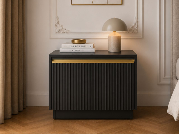 Table de chevet avec portes Roland noir
