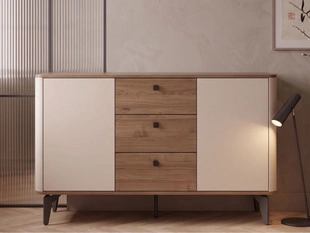 Commode avec portes et tiroirs 140 cm Arelis Cachemire, Noyer Royal
