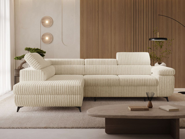 Canapé d'angle gauche convertible avec coffre Argon Beige
