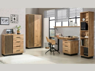 un ensemble de meubles de chambre Lavore chêne de Wotan, noir