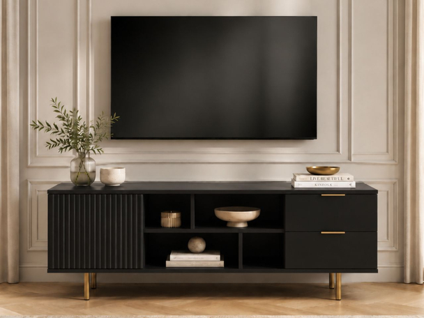 Meuble TV Rangement Ankara Noir mat