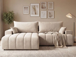Canapé d'Angle Gauche Convertible avec Coffre Caleo Beige