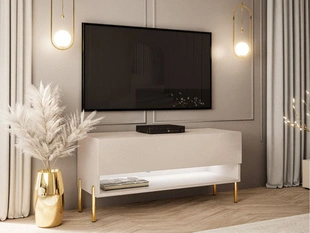 Meuble TV de 90 cm avec éclairage LED Aurelie Cachemire mat