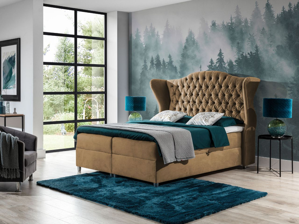 Lit Boxspring avec Coffre de Rangement 120x200 Kate Beige