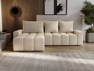 Canapé d'Angle Convertible Réversible avec Coffre Bresso Beige