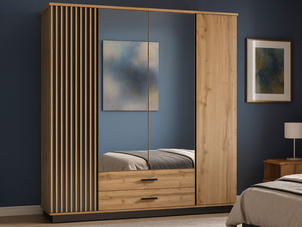 Armoire avec Miroir Lavore chêne de Wotan, noir