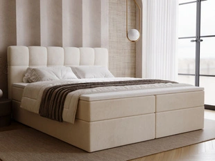 Lit Boxspring avec Coffre de Rangement 200x200 Maison Beige