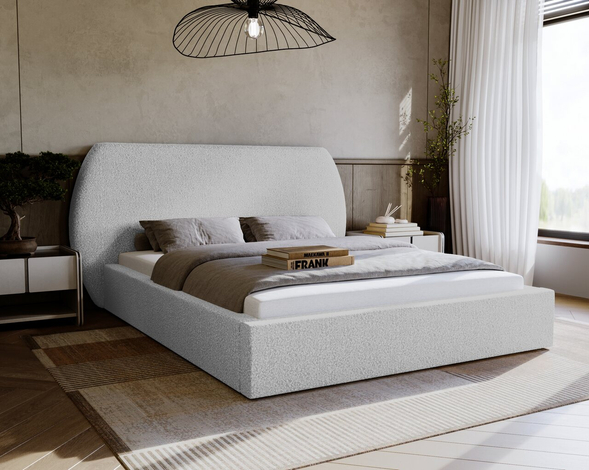Lit Coffre rembourré avec sommier relevable 180x200 Blossom Gris clair