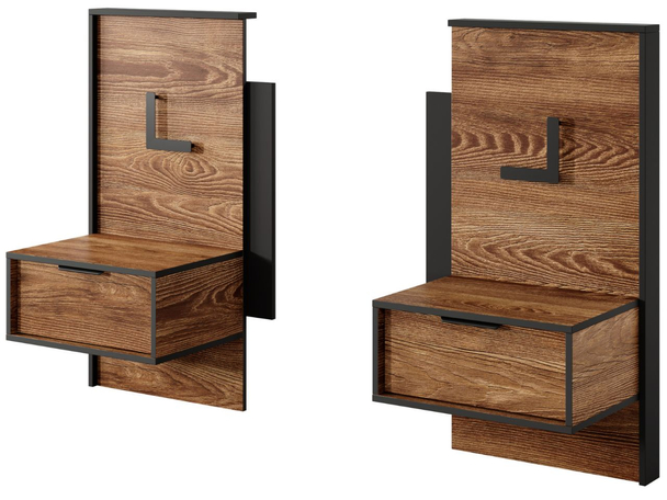 Ensemble de deux tables de chevet Montreal Marron, Noir