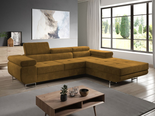 Canapé d'Angle Droite Convertible avec Coffre Solam Jaune