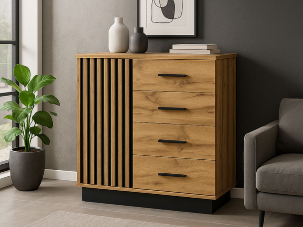 Commode de Rangement Lavore Chêne de Wotan, noir