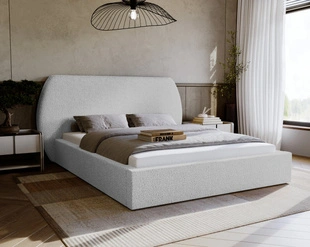 Lit Coffre rembourré avec sommier relevable 160x200 Blossom Gris clair