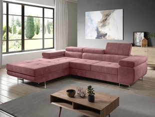 Canapé d'Angle Gauche Convertible avec Coffre Solam Rose