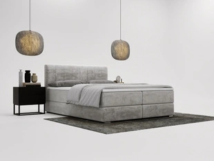 Lit Boxspring avec Coffre de Rangement 160x200 Forte Gris clair