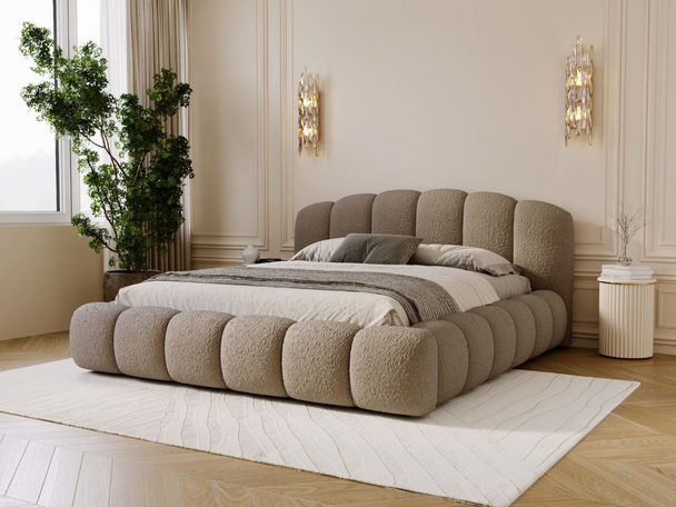 Lit rembourré avec coffre de rangement et sommier 120x200 cm modèle Cloud Soft Marron