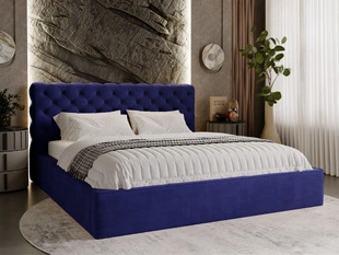 Lit Coffre rembourré avec sommier relevable 200x200 Apollo Bleu