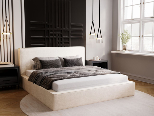 Lit Coffre rembourré avec sommier relevable 120x200 Monaco Créme