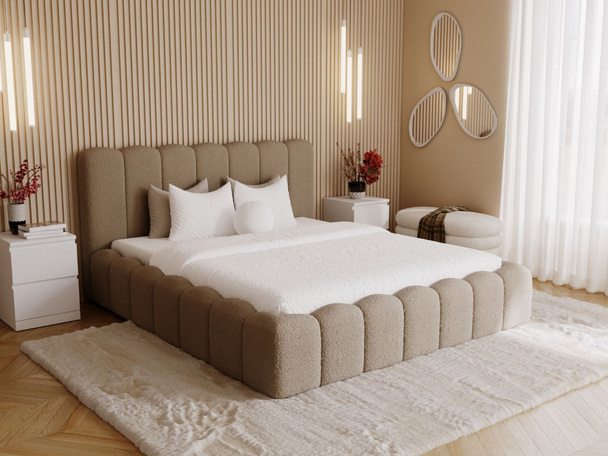 Lit Coffre rembourré avec sommier relevable 140x200 Smile Marron